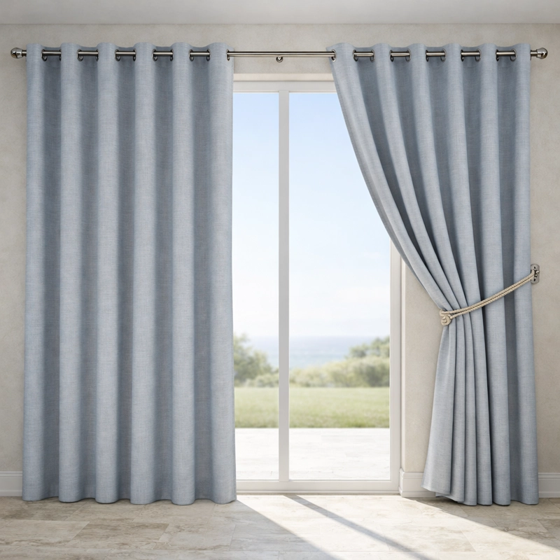 CORTINA BLACKOUT GRIS 2 PAÑOS DECORATIVA FORRO BLANCO N°113 - 1