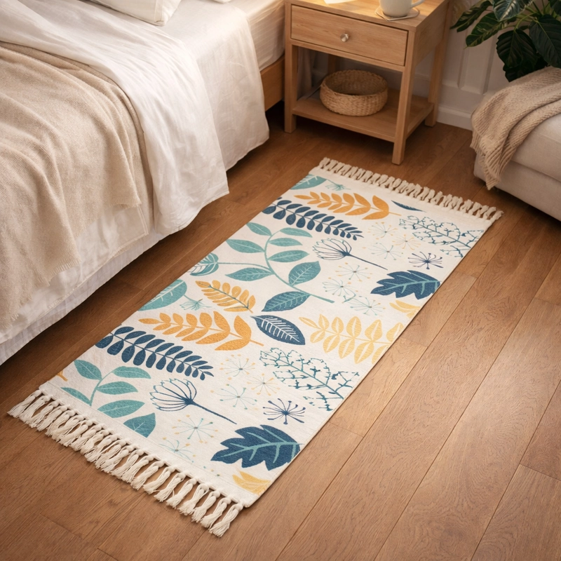 TAPETE DECORATIVO FLORAL LINO GRUESO 60X130CM 745 - 1