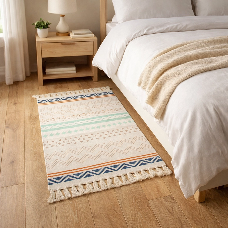 BAJADA DE CAMA LINO DISEÑO E TNICO SOFISTICADO 60X90 733 - 1