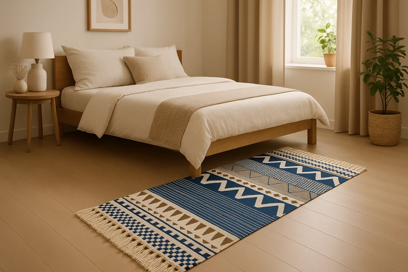 BAJADA DE CAMA 60X130CM LINO E TNICO AZUL BEIGE 741 - 1