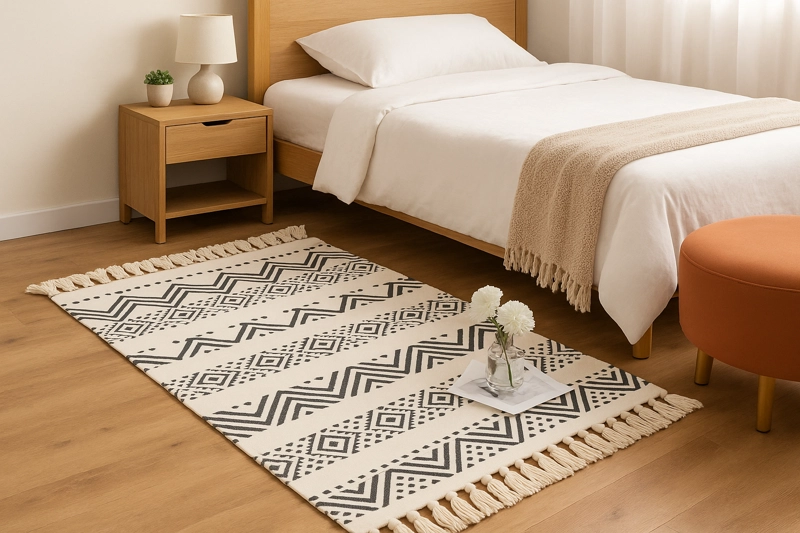 TAPETE LINO 60X90CM DISEÑO E TNICO EN NEGRO 738 - 1