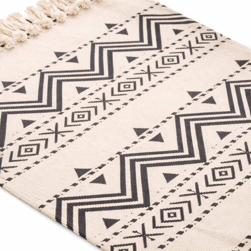 TAPETE LINO 60X90CM DISEÑO E TNICO EN NEGRO 738 - 2