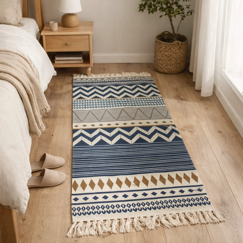 TAPETE E TNICO 60X130CM AZUL BEIGE LINO RESISTENTE 741 - 1