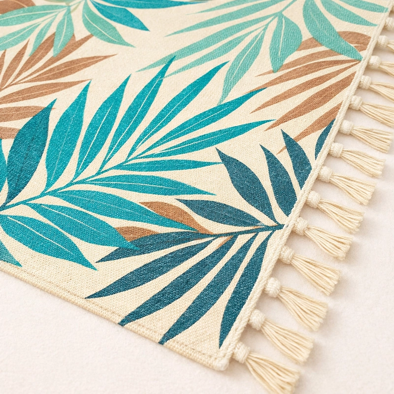 BAJADA DE CAMA 60X90CM HOJAS VERDES LINO TROPICAL 732 - 2