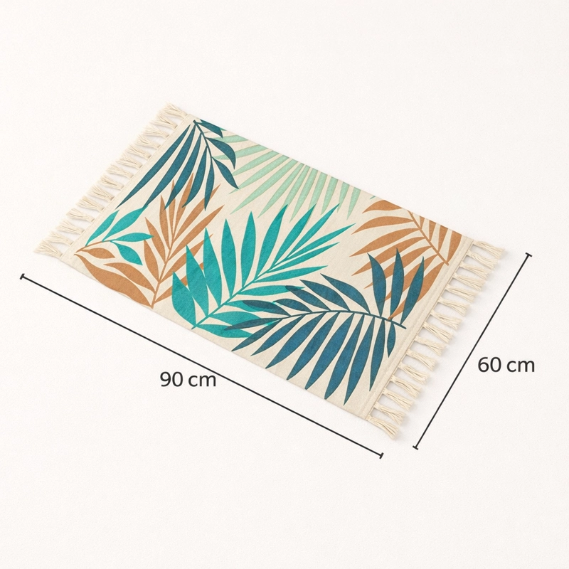 ALFOMBRA PIE DE CAMA TROPICAL 60X90CM LINO VERDE 732 - 3