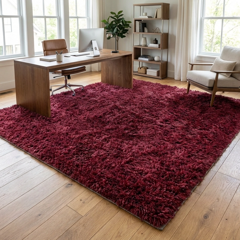 ALFOMBRA DECORATIVA BURDEO PELO LARGO 180X200 OFICINA - 1