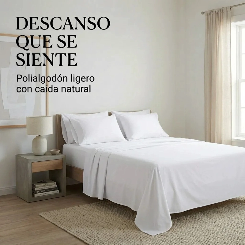 JUEGO DE SABANAS BLANCA 2 PLAZAS 4 PIEZAS - 2