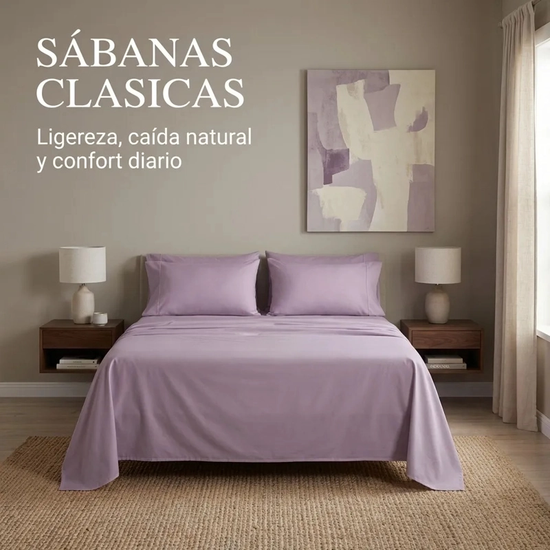 JUEGO DE SABANAS LILA 2 PLAZAS  4 PIEZAS - 2