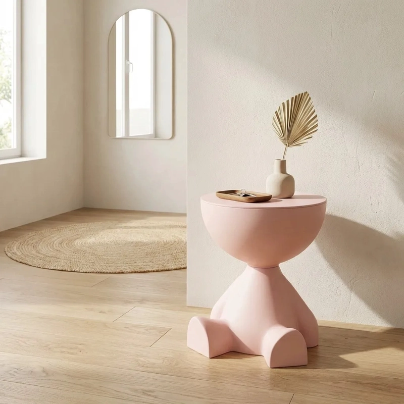 MESA AUXILIAR ROSA MODERNA DECORATIVA DE 41CM - 4