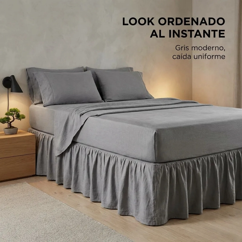 FALDON DE CAMA PREMIUM 2 PLAZAS (QUEEN) GRIS - 2