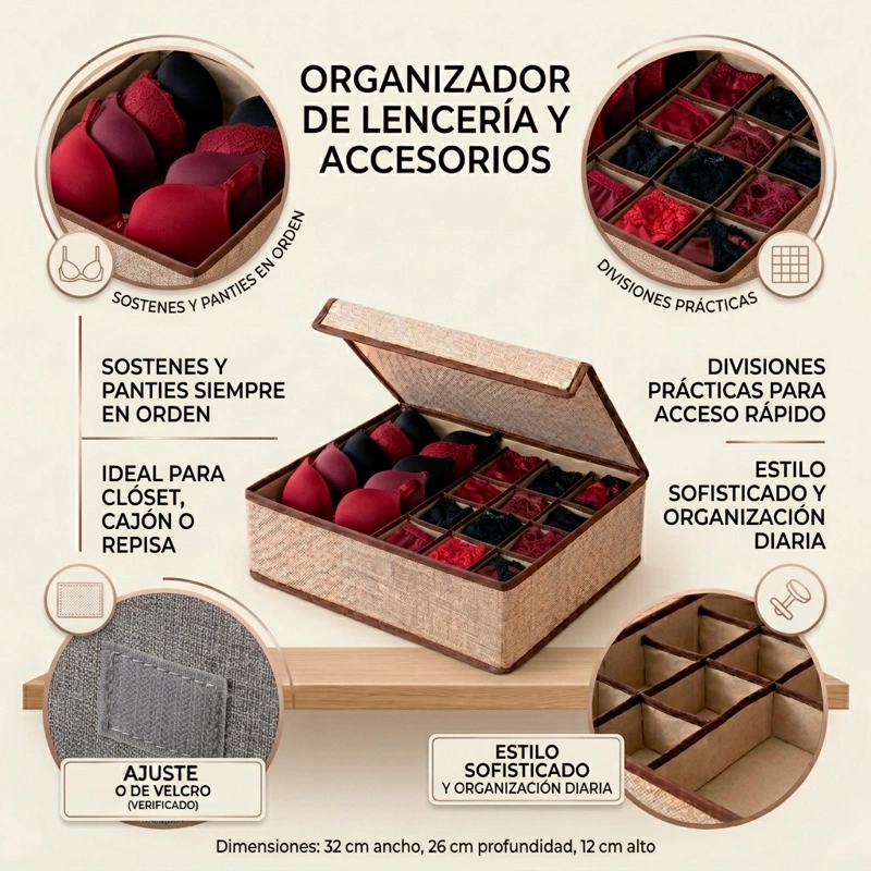 ORGANIZADOR MUJER ROPA, CALCETINES Y ACCESORIOS BEIGE 607 - 5