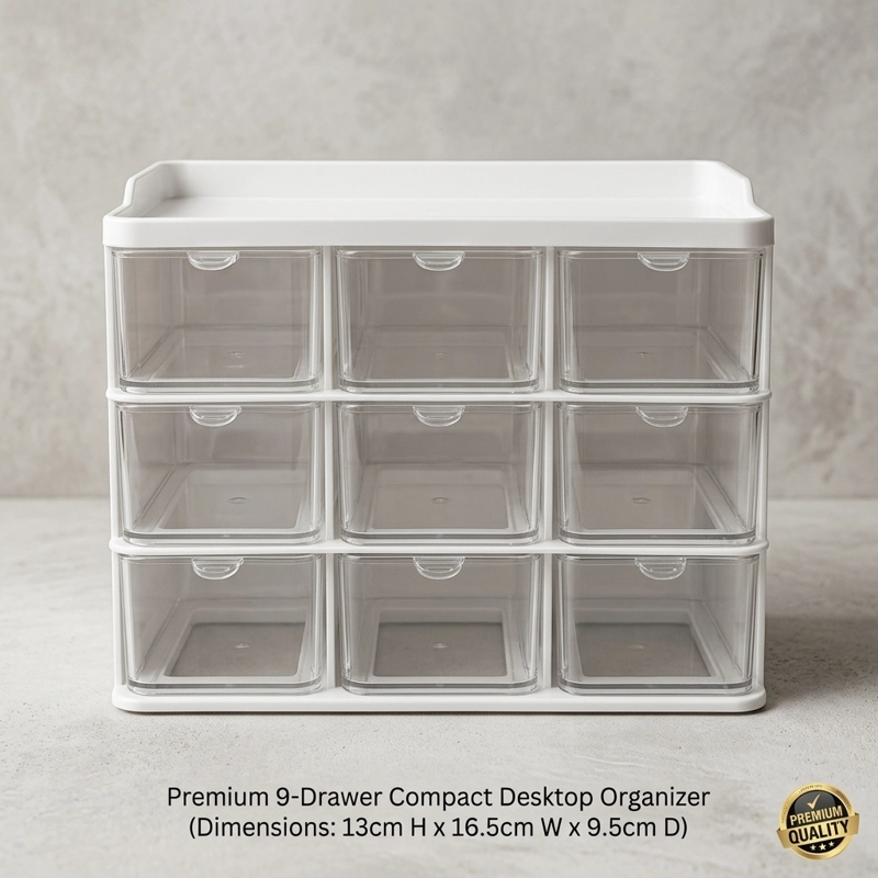 ORGANIZADOR MINI MUEBLE 3X3 9 COMPARTIMIENTOS TRANSPARENTES - 1