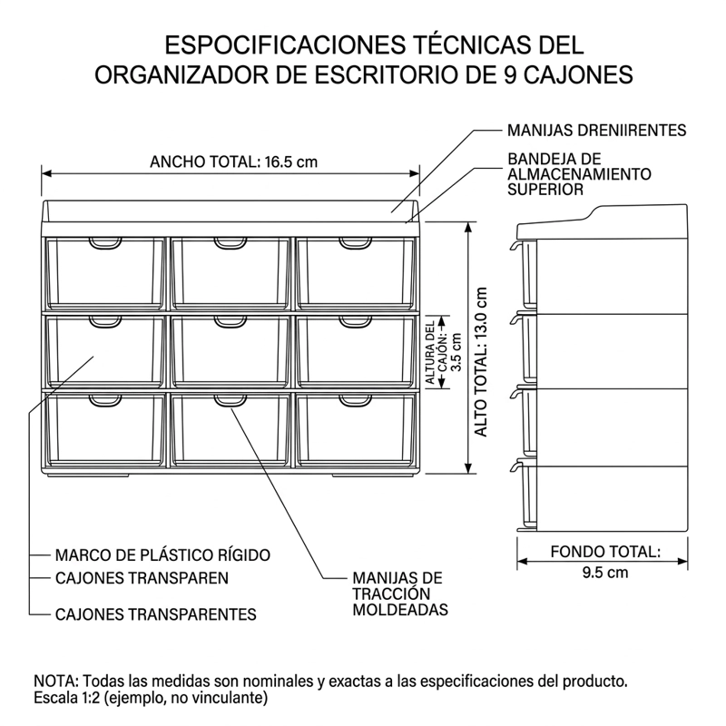 ORGANIZADOR MINI MUEBLE 3X3 9 COMPARTIMIENTOS TRANSPARENTES - 3