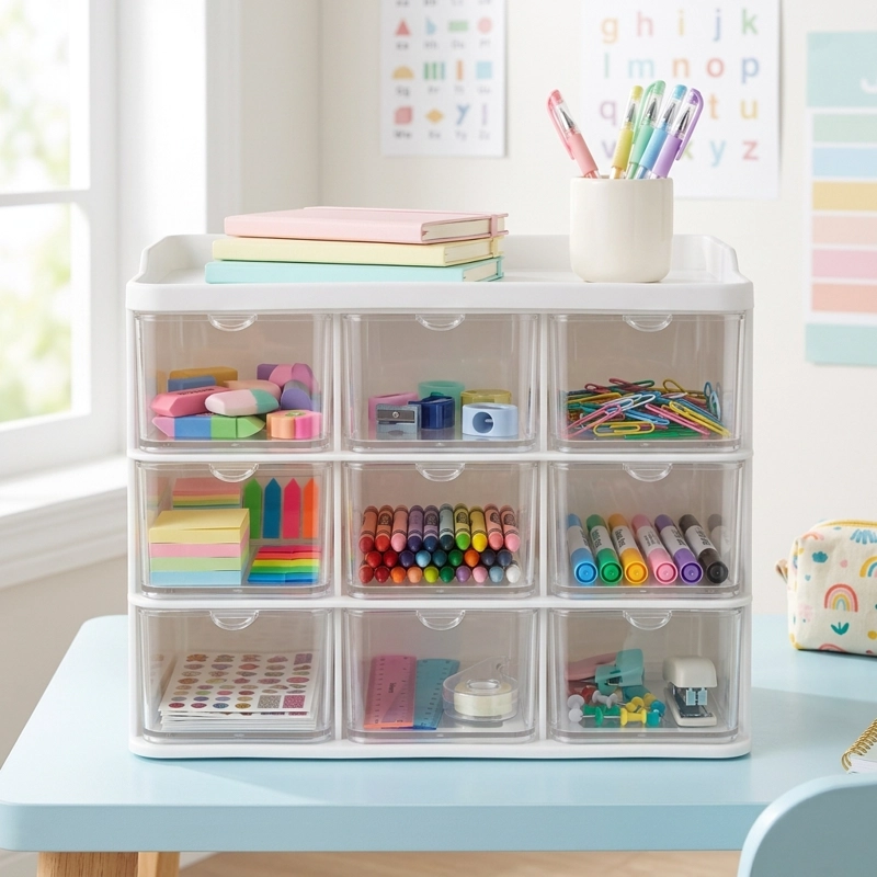 ORGANIZADOR MINI MUEBLE 3X3 9 COMPARTIMIENTOS TRANSPARENTES - 4