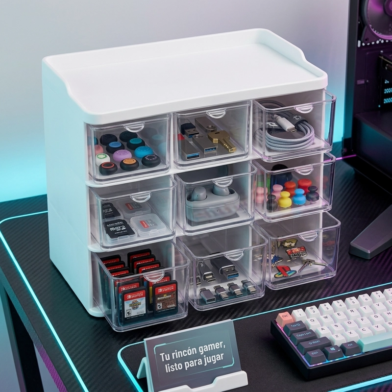 ORGANIZADOR MINI MUEBLE 3X3 9 COMPARTIMIENTOS TRANSPARENTES - 5