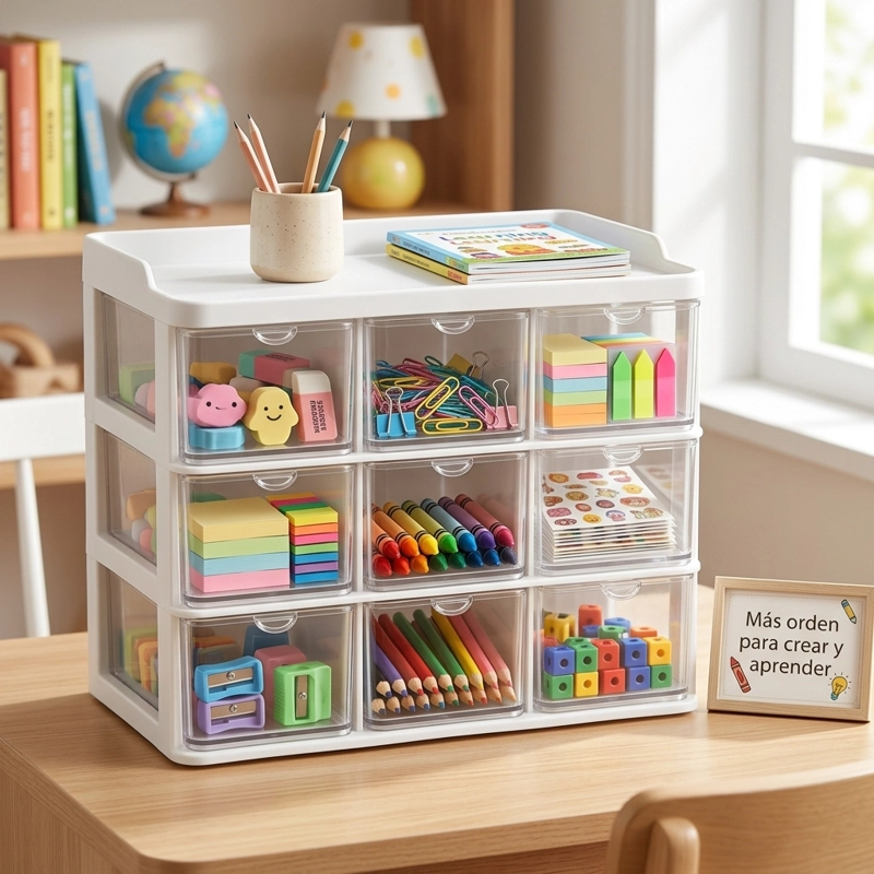 ORGANIZADOR MINI MUEBLE 3X3 9 COMPARTIMIENTOS TRANSPARENTES - 7