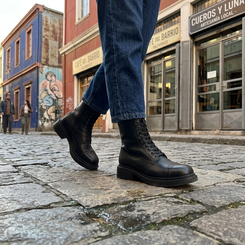 BOTIN MUJER ESTILO COMBAT CIERRE LATERAL NEGRO 7772 - 3