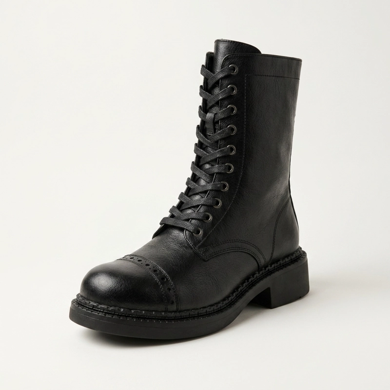 BOTIN MUJER ESTILO COMBAT CIERRE LATERAL NEGRO 7772 - 4