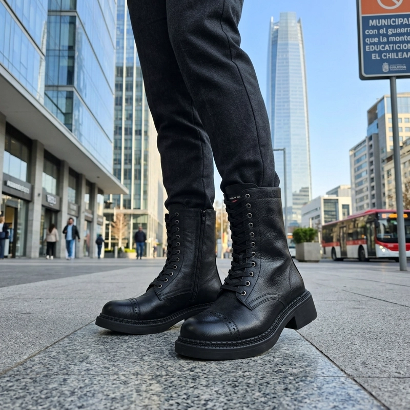 BOTIN MUJER ESTILO COMBAT CIERRE LATERAL NEGRO 7772 - 6
