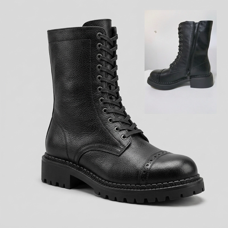 BOTIN MUJER ESTILO COMBAT CIERRE LATERAL NEGRO 7772 - 7