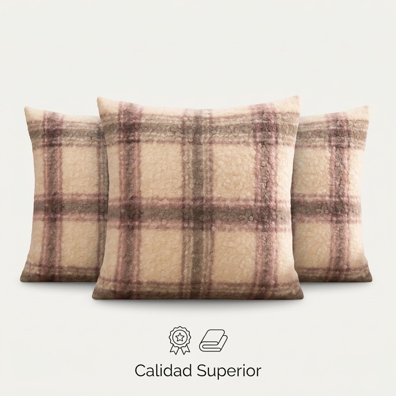 PACK 3 FUNDA 45 X 45CM ESTILO CUADRILLE  MARRON CLARO 742 - 5