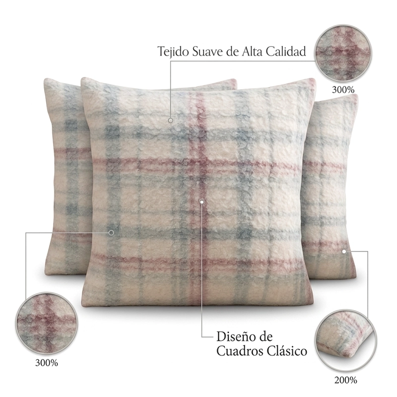 PACK 3 FUNDA 45 X 45CM ESTILO CUADRILLE  MARRON CLARO 742 - 6