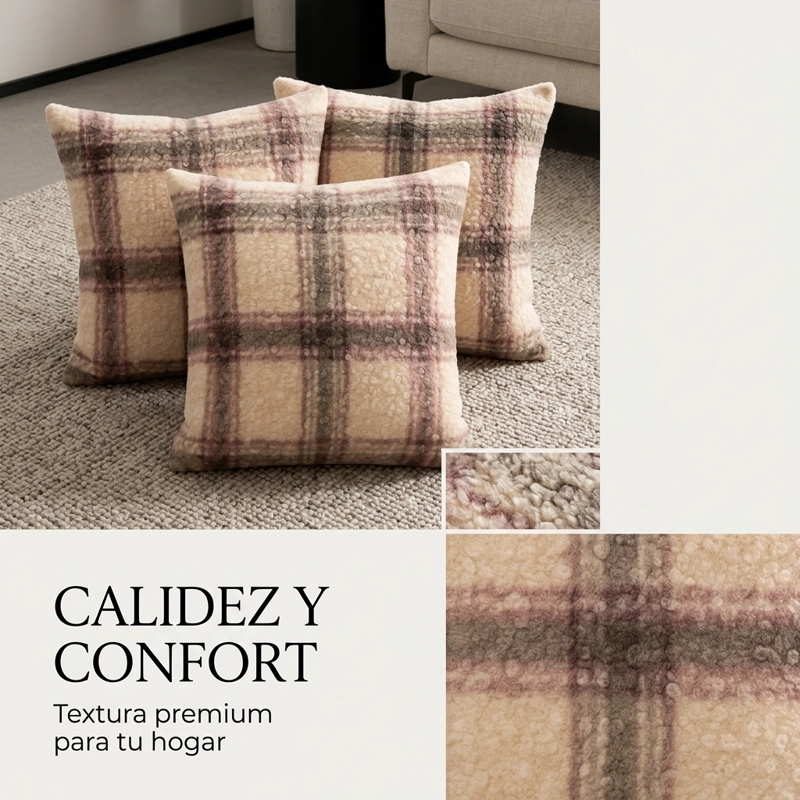 PACK 3 FUNDA 45 X 45CM ESTILO CUADRILLE  MARRON CLARO 742 - 7