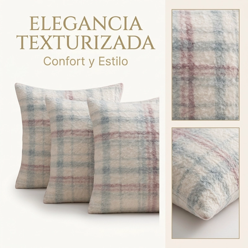 PACK 3 FUNDA 45 X 45CM ESTILO CUADRILLE  MARRON CLARO 742 - 7