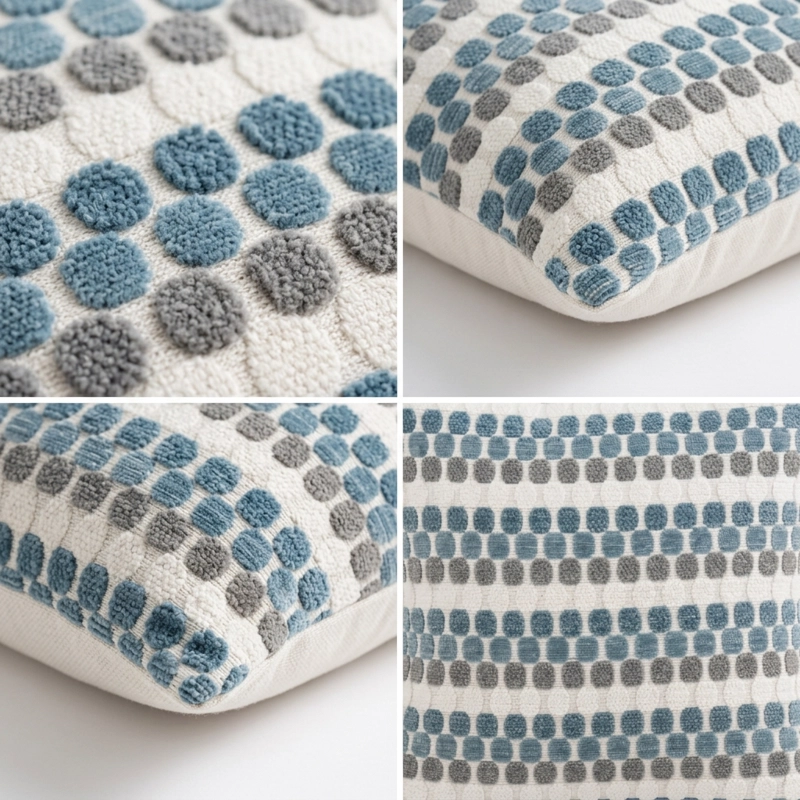 FUNDAS  DE COJIN DISEÑO GEOME TRICO TEXTURADO AZUL - PACK 5 012 - 8