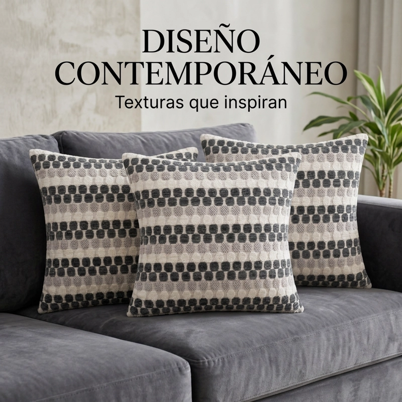 PACK 3 FUNDAS PARA COJIN DISEÑO GEOME TRICO TEXTURADO NEGRO 012 DISEÑO MODERNO - 2