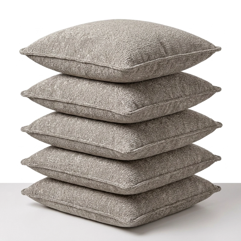 FUNDA DE COJIN  GRIS BORDE TEXTURAMODELO 026 - SET 5 UND - 3