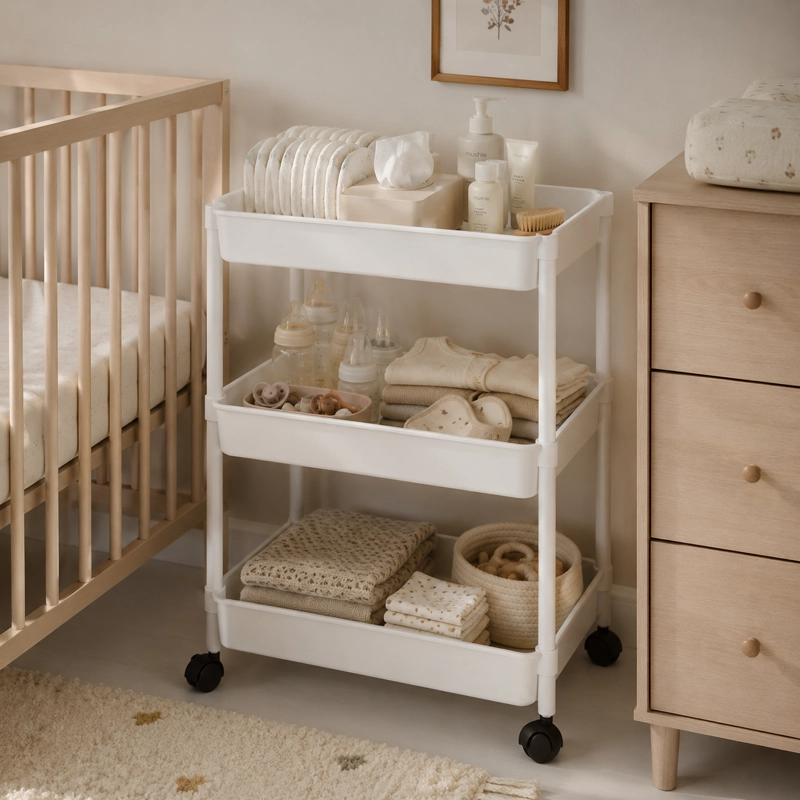 ORGANIZADOR DORMITORIO INATIL CON RUEDA 3 NIVELES COLOR BLANCO - 1