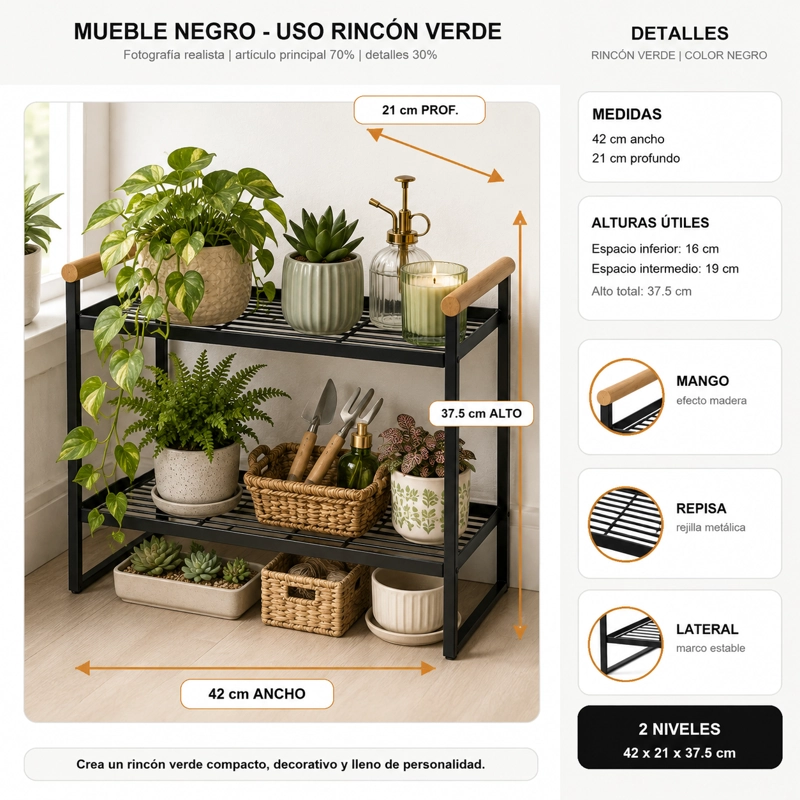 ORGANIZADOR DE LOGIA 2 NIVELES METALICO NEGRO 125 - 2
