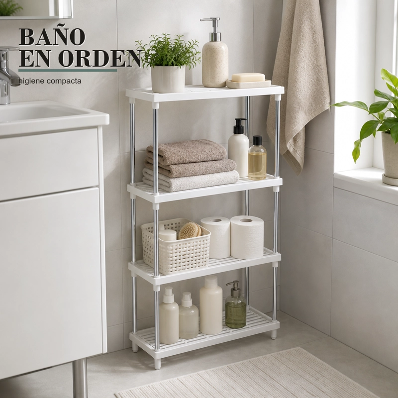ORGANIZADOR DE BAÑO MULTIFUNCIONAL 4 NIVELES PLASTICO METAL 171 - 1