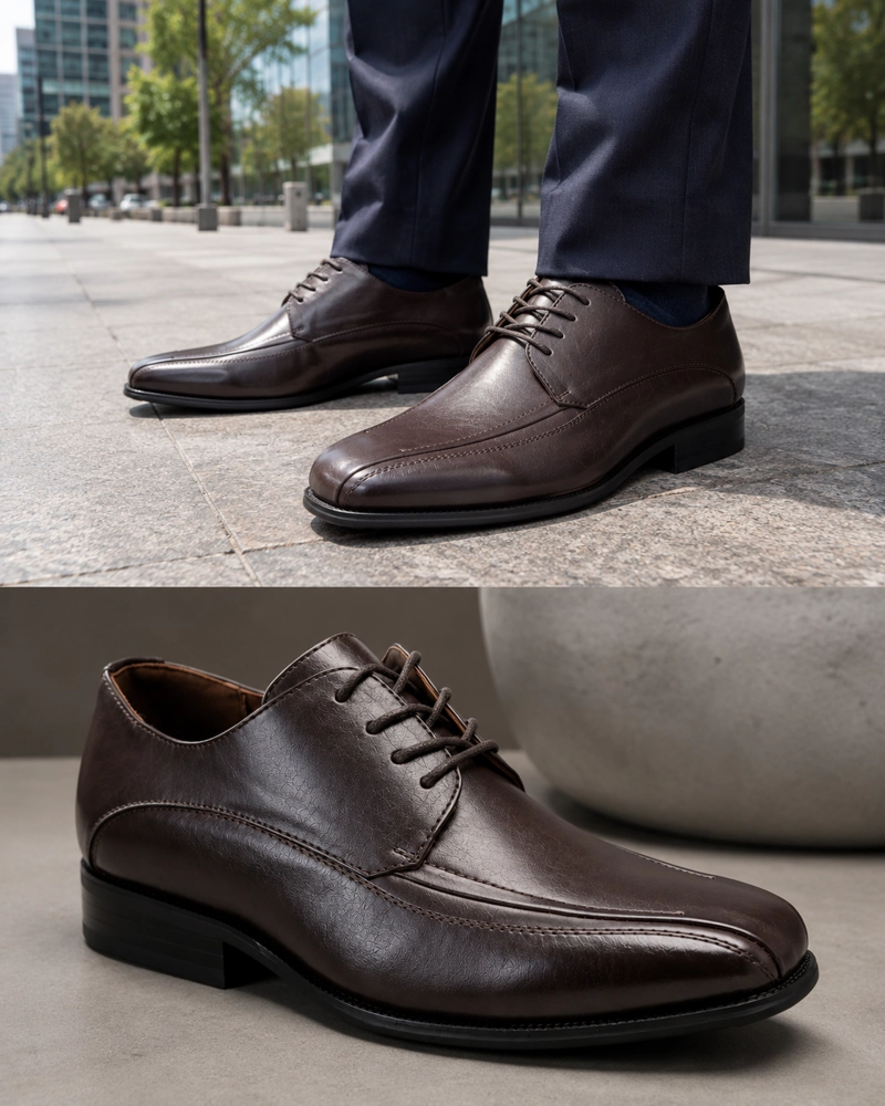 ZAPATO DE VESTIR JUVENIL ARMONIA 3216 CAFE  CON CORDONES - 8