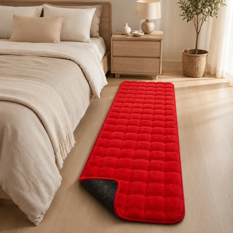 ALFOMBRA PASILLERA PELUDA BAJADA DE CAMA - ROJO 602 ELEGANTE - 4