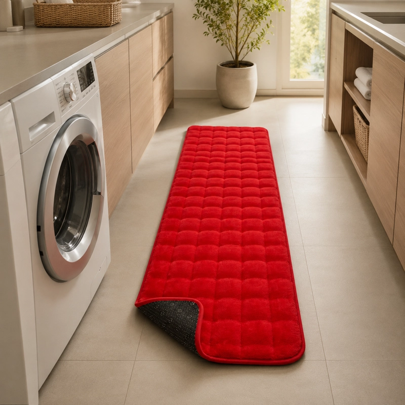 ALFOMBRA PASILLERA PELUDA BAJADA DE CAMA - ROJO 602 ESTILO UNICO - 5