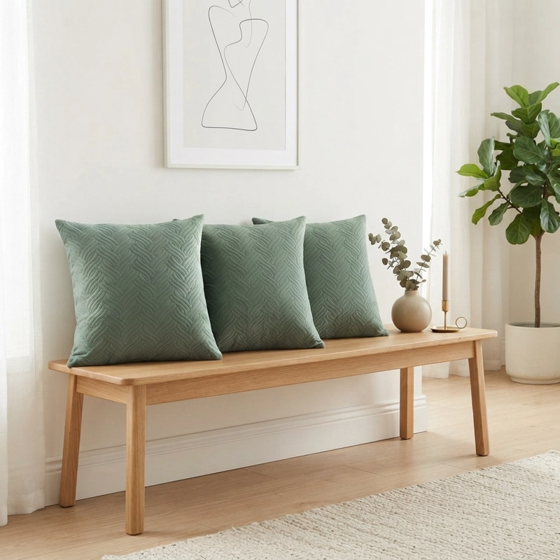 FUNDA DECORATIVA PLUSH VERDE TEXTURIZADA PACK DE 3 046 CALIDAD PREMIUM - 1