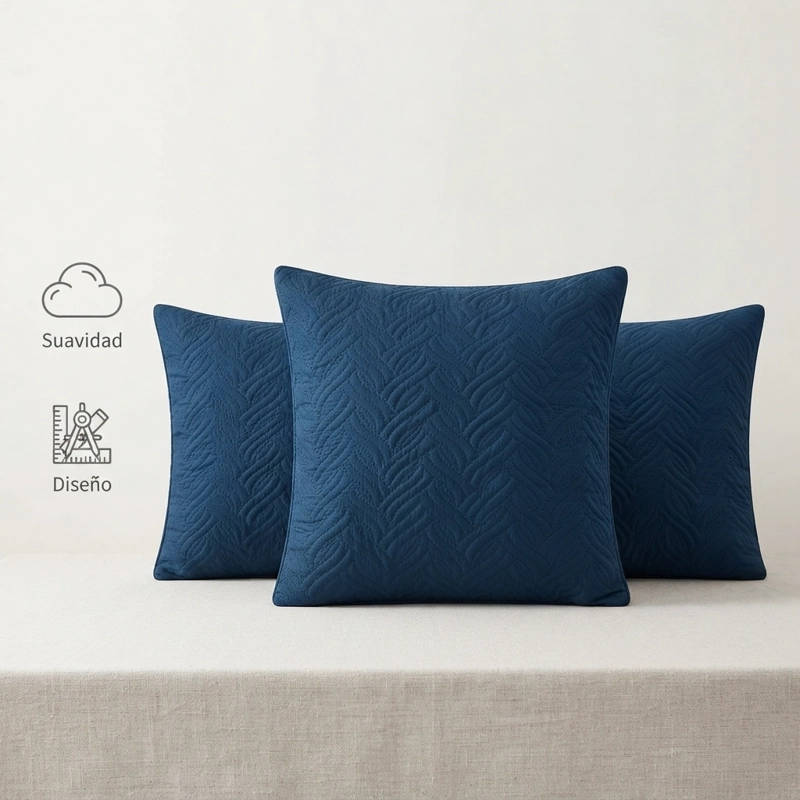 FUNDA DECORATIVA PLUSH AZUL TEXTURIZADA PACK DE 3 MODELO 046 - 3