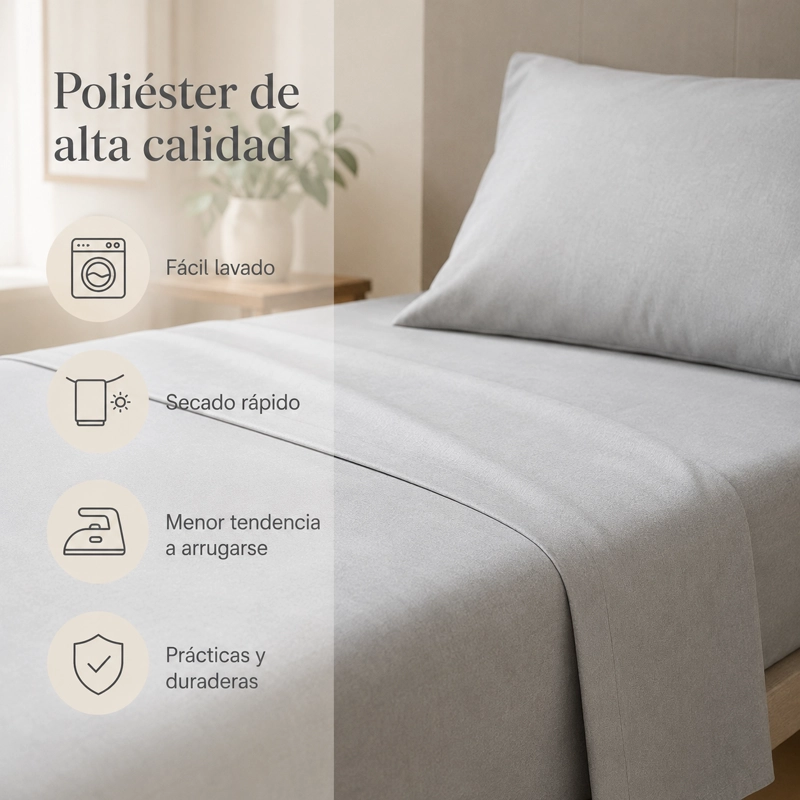 SABANAS 1.5 PLAZA POLIALGODON ALTA CALIDAD 804 PARA HOGAR - 7