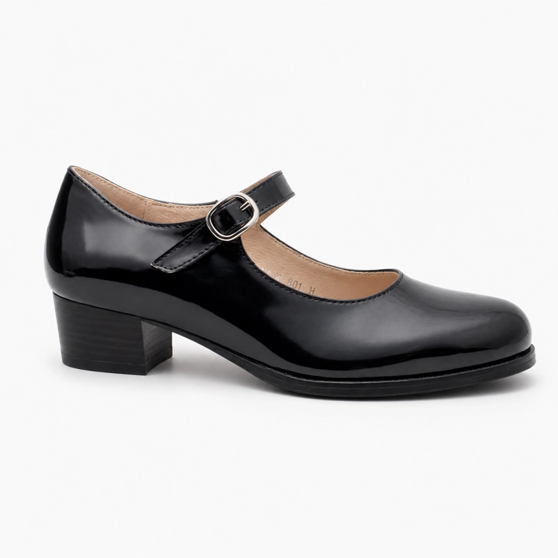 ZAPATOS FOLCLORICOS MUJER CHAROL NEGRO MODELO 7293 - 7
