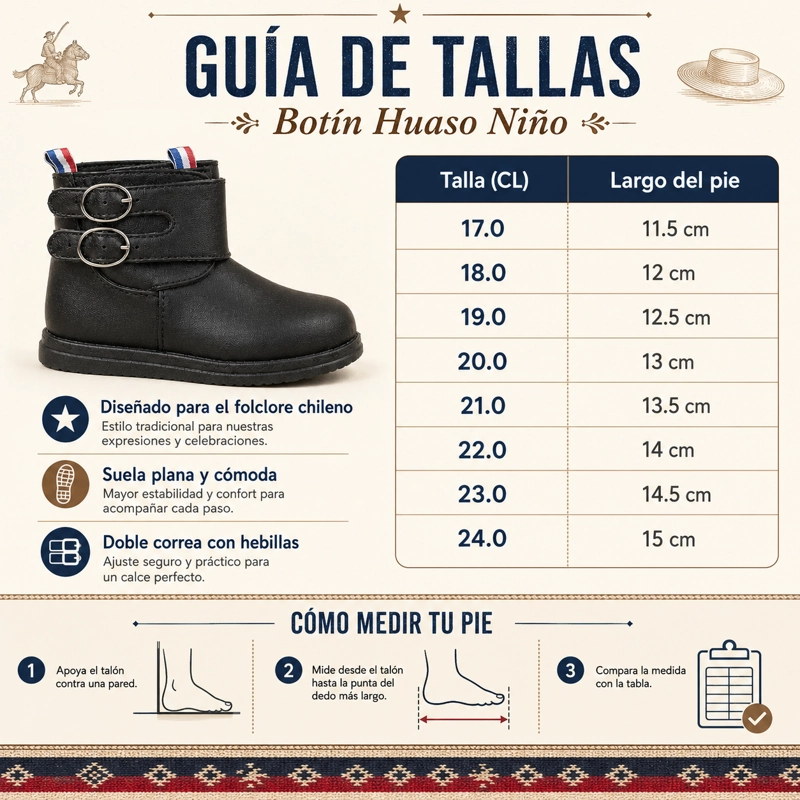 CALZADO BOTIN HUASO NIÑO SUELA PLANA 7296 - 8
