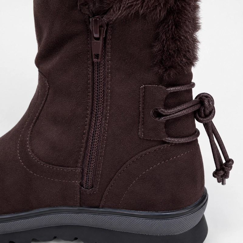 BOTA MUJER INVIERNO CAFE  CHOCOLATE CON CORDONES MODELO 7141 - 8