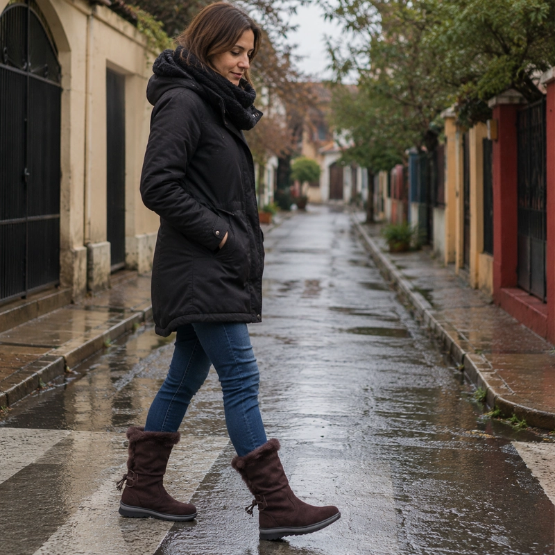 BOTA MUJER CAÑA MEDIA CAFE  CHOCOLATE SIN TACO 7141 - 1