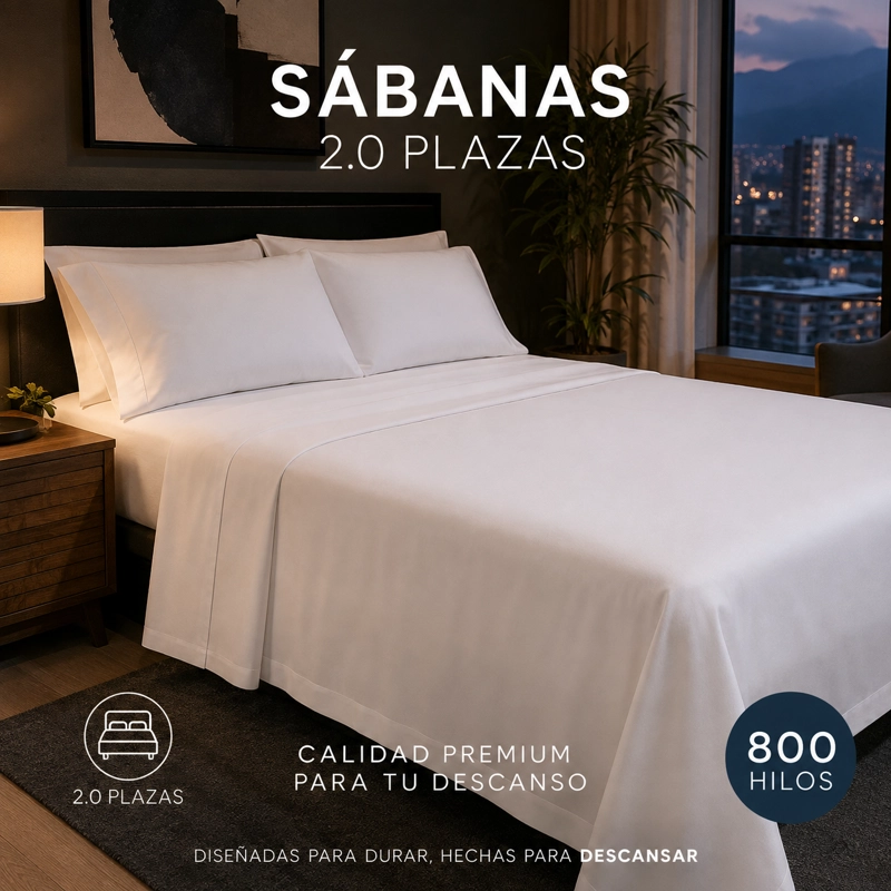 JUEGO DE SABANAS 800 HILOS 2.0 PLAZAS- 4 PIEZAS 812 - 2