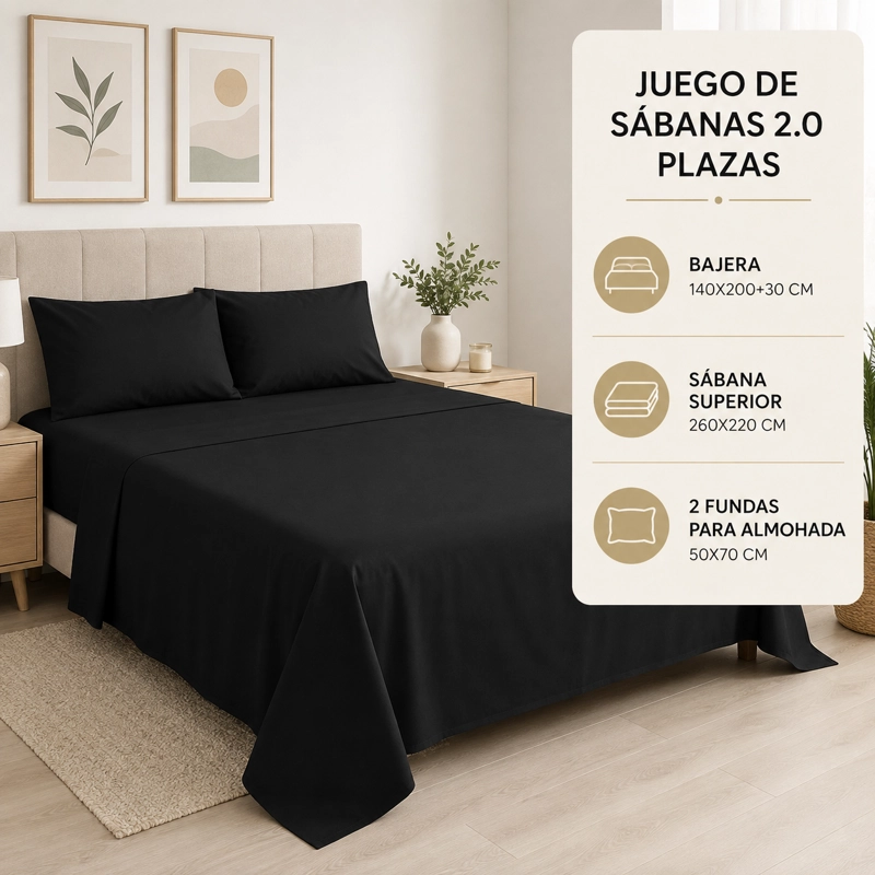 JUEGO DE SABANAS 800 HILOS 2.0 PLAZAS- 4 PIEZAS 812 - 7