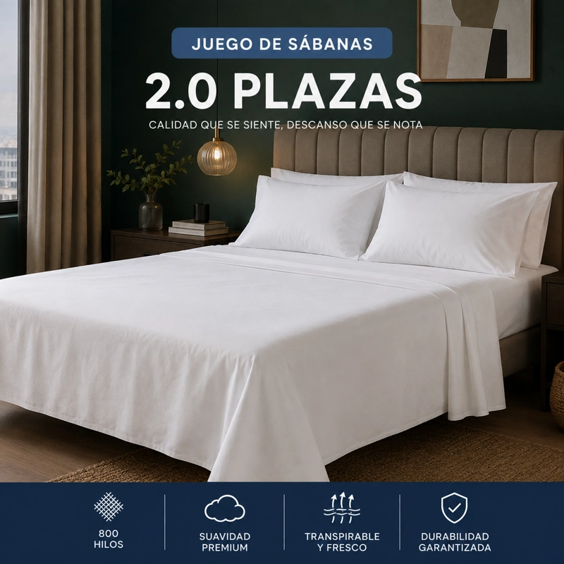 JUEGO DE SABANAS 800 HILOS 2.0 PLAZAS- 4 PIEZAS 812 - 7