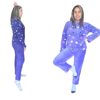 PIJAMA MUJER LARGO POLAR INVIERNO DISEÑOS VARIADOS - 1