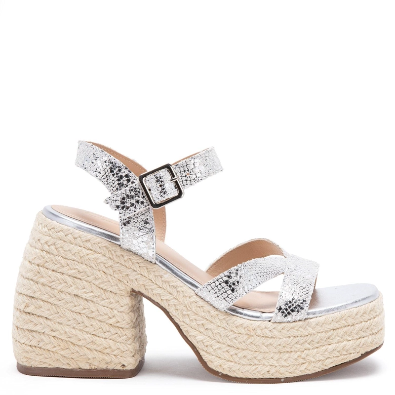 SANDALIAS MUJER GACEL CUERO DIONE PLATEADO - 1