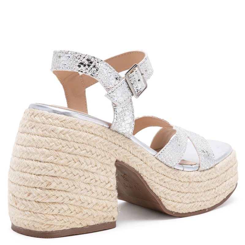 SANDALIAS MUJER GACEL CUERO DIONE PLATEADO - 4